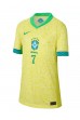 Brasil Vinicius Junior #7 Fotballdrakt Hjemme Klær Dame Copa America 2024 Korte ermer
